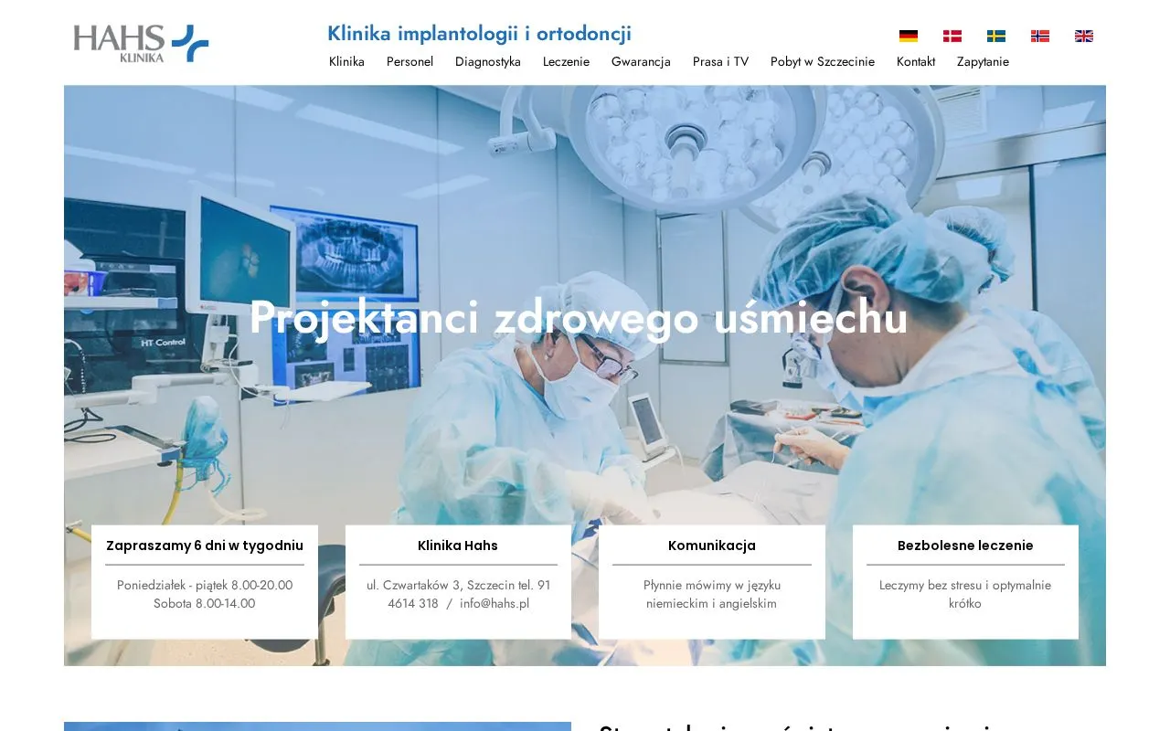 Klinika HAHS — zrzut ekranu strony