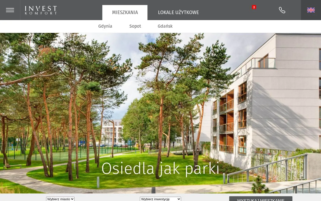 Invest Komfort — zrzut ekranu strony